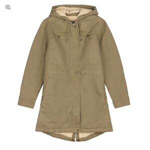 Patagonia Womens Insulated Prairie Dawn Parka Jacket Sherpa Sage Khaki - Large